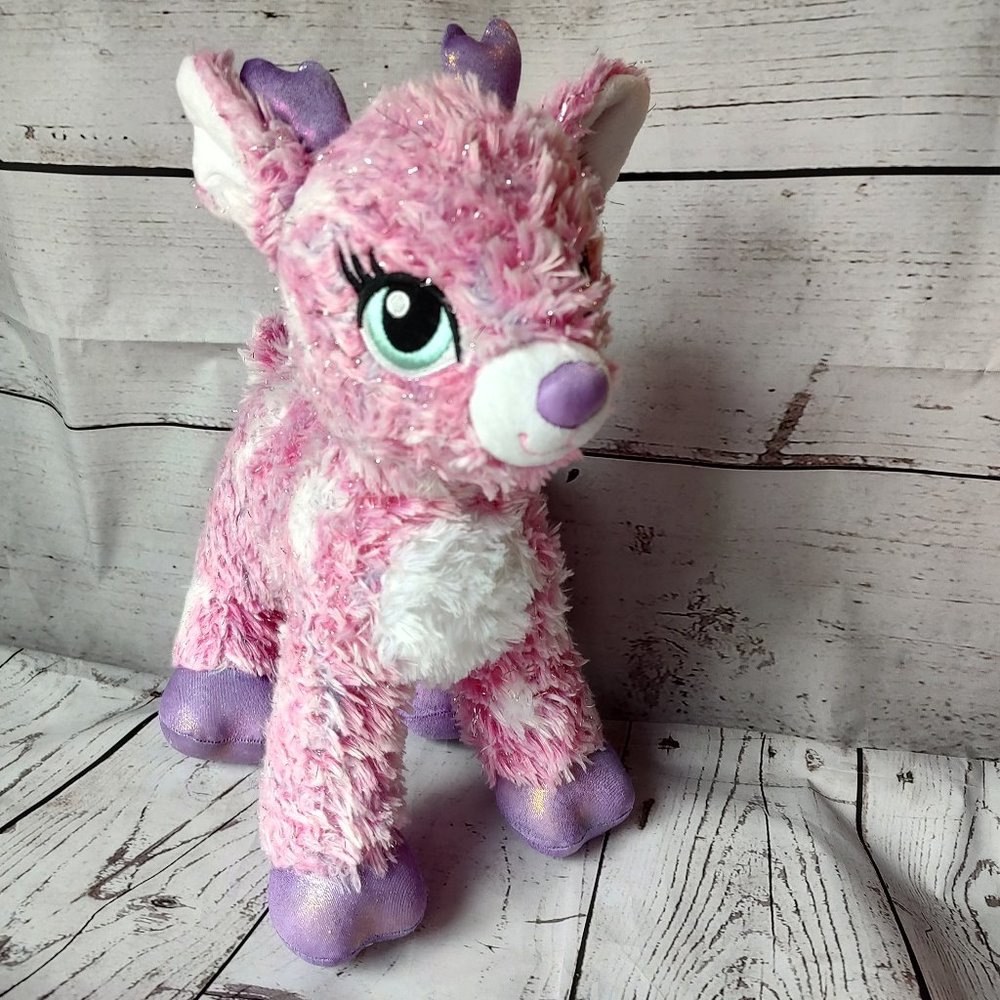 Build a Bear Twinkle Deer Pink Reindeer Stuffed Animal Plush Sparkle BABW 15"